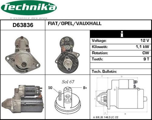 Technika D63836 - Starter www.autospares.lv