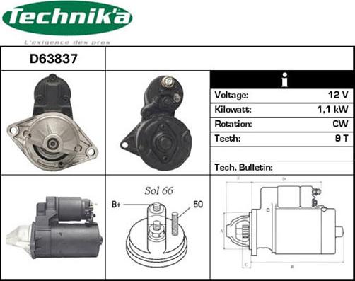 Technika D63837 - Starter www.autospares.lv