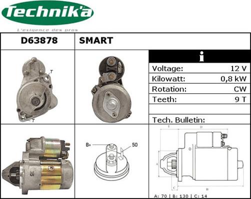 Technika D63878 - Стартер www.autospares.lv