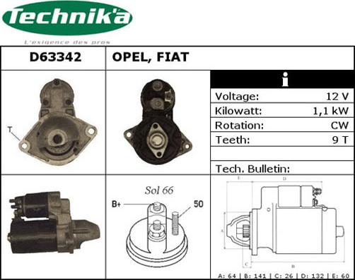 Technika D63342 - Starteris www.autospares.lv