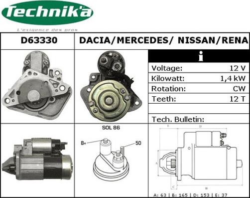 Technika D63330 - Starter www.autospares.lv