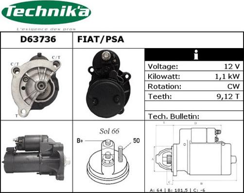 Technika D63736 - Starteris www.autospares.lv