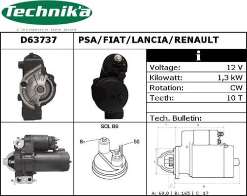 Technika D63737 - Starteris www.autospares.lv