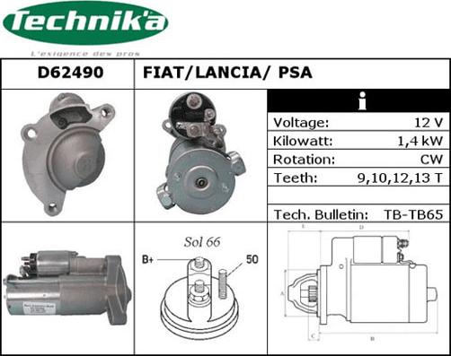 Technika D62490 - Starteris www.autospares.lv