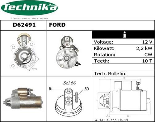 Technika D62491 - Starter www.autospares.lv