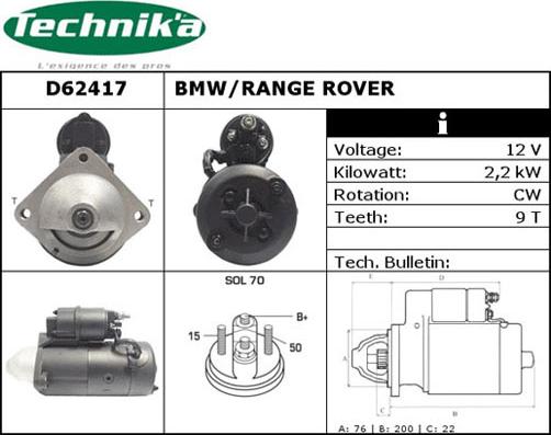 Technika D62417 - Starteris autospares.lv