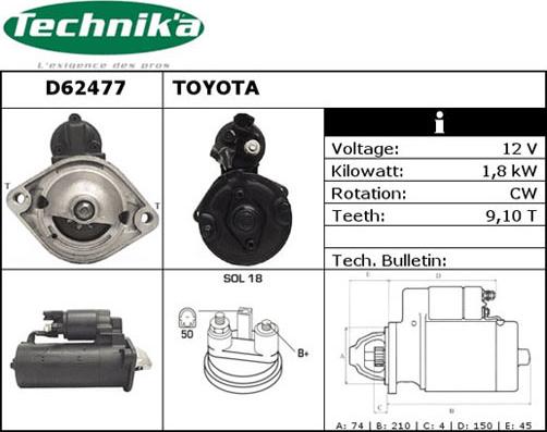 Technika D62477 - Starter www.autospares.lv