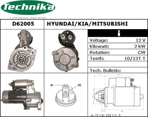 Technika D62005 - Стартер www.autospares.lv