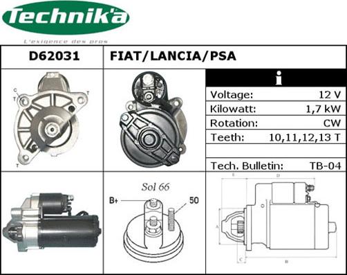 Technika D62031 - Стартер www.autospares.lv