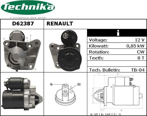 Technika D62387 - Starter www.autospares.lv