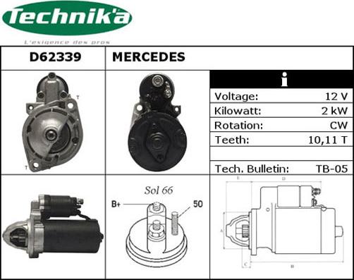 Technika D62339 - Стартер www.autospares.lv