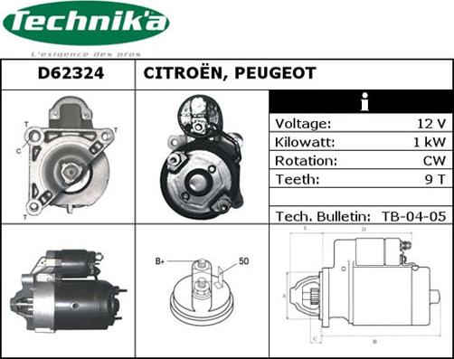 Technika D62324 - Starteris www.autospares.lv