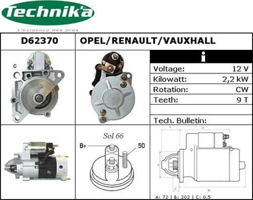 Technika D62370 - Starteris autospares.lv