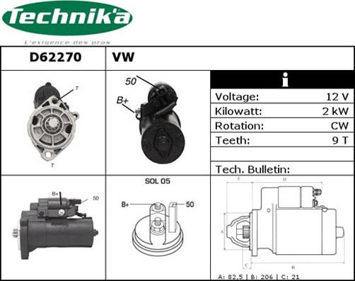 Technika D62270 - Starter www.autospares.lv