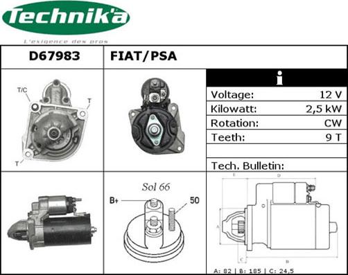 Technika D67983 - Starteris autospares.lv