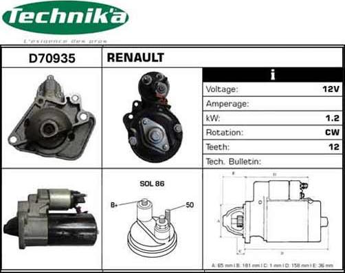 Technika D70935 - Starter www.autospares.lv