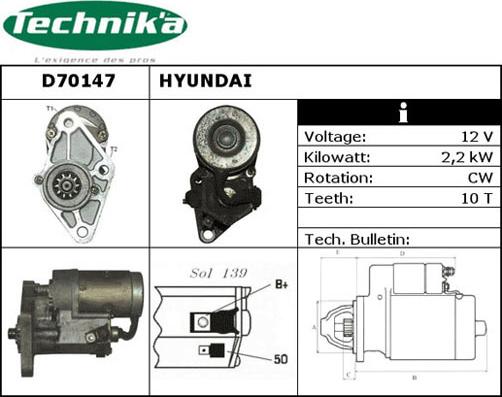 Technika D70147 - Starteris www.autospares.lv