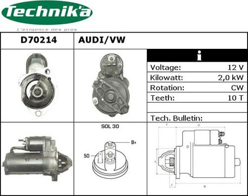 Technika D70214 - Starter www.autospares.lv