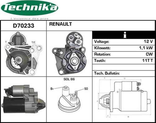 Technika D70233 - Starteris www.autospares.lv