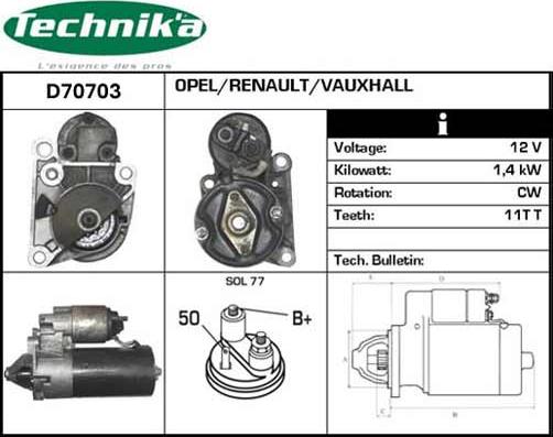 Technika D70703 - Starteris www.autospares.lv