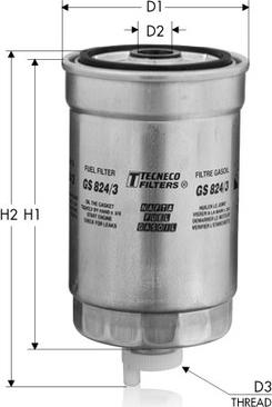 Tecneco Filters GS824/3 - Degvielas filtrs www.autospares.lv