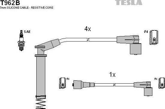 TESLA T962B - Augstsprieguma vadu komplekts www.autospares.lv