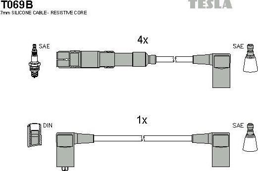 TESLA T069B - Augstsprieguma vadu komplekts www.autospares.lv