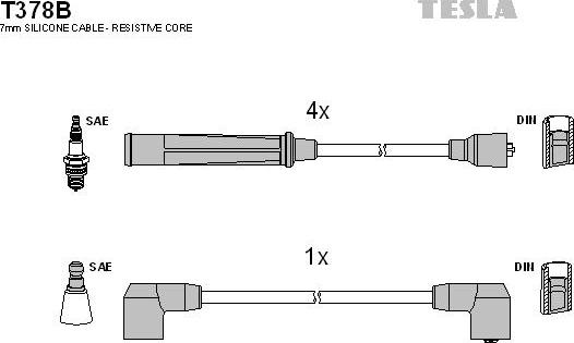 TESLA T378B - Augstsprieguma vadu komplekts autospares.lv