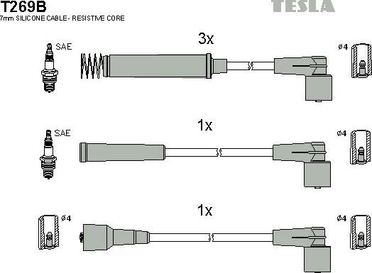 TESLA T269B - Augstsprieguma vadu komplekts www.autospares.lv