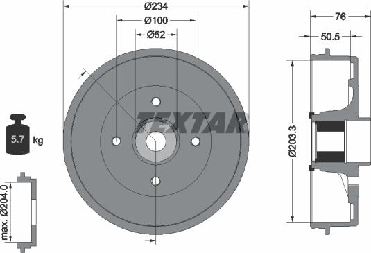 Textar 94045000 - Bremžu trumulis www.autospares.lv