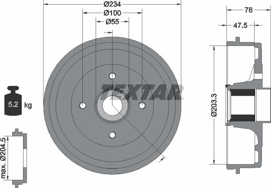 Textar 94045800 - Bremžu trumulis www.autospares.lv