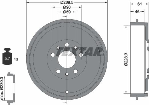 Textar 94045300 - Bremžu trumulis www.autospares.lv