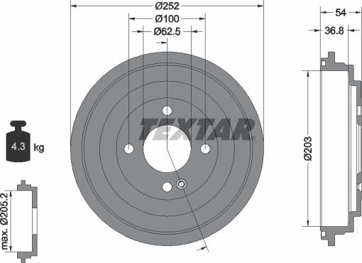 Textar 94046700 - Bremžu trumulis www.autospares.lv