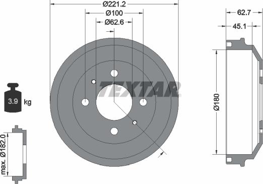 Textar 94040600 - Bremžu trumulis www.autospares.lv