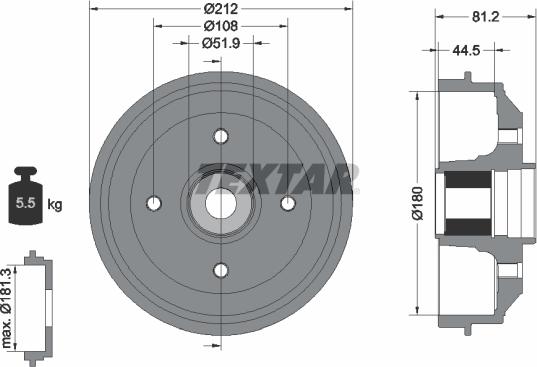 Textar 94041900 - Bremžu trumulis www.autospares.lv