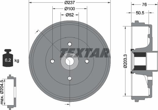 Textar 94041400 - Bremžu trumulis www.autospares.lv