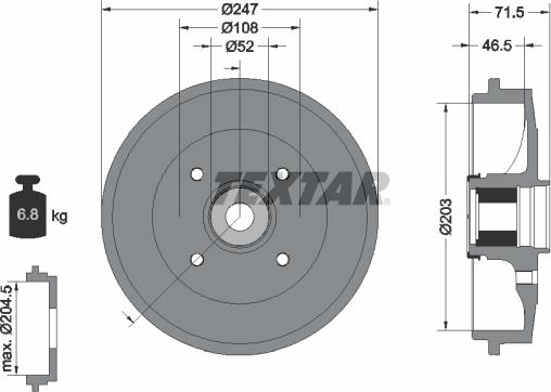 Textar 94041500 - Bremžu trumulis www.autospares.lv