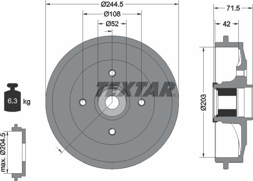 Textar 94041200 - Bremžu trumulis www.autospares.lv