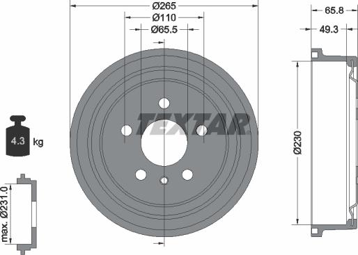 Textar 94048800 - Bremžu trumulis www.autospares.lv