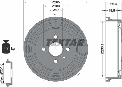 Textar 94048700 - Bremžu trumulis www.autospares.lv