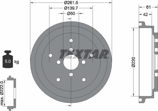 Textar 94043500 - Bremžu trumulis www.autospares.lv