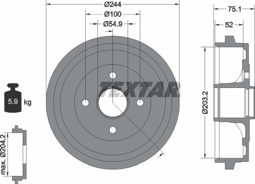 Textar 94043200 - Bremžu trumulis www.autospares.lv