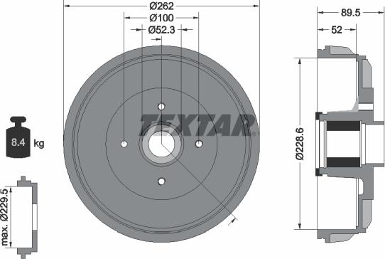 Textar 94047400 - Bremžu trumulis www.autospares.lv