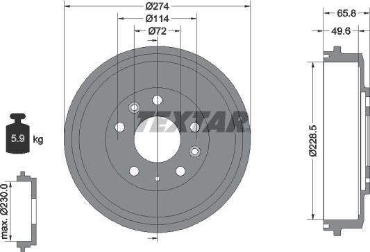 Textar 94047300 - Bremžu trumulis www.autospares.lv