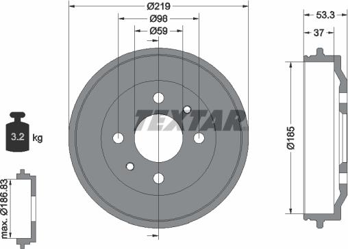 Textar 94006400 - Bremžu trumulis www.autospares.lv