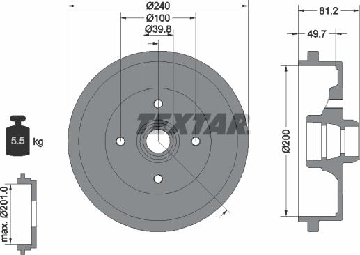 Textar 94006700 - Bremžu trumulis www.autospares.lv