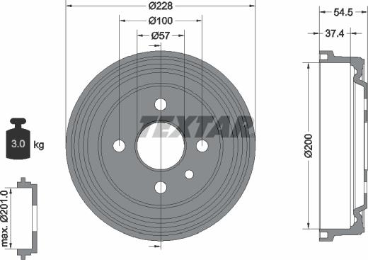 Textar 94007800 - Bremžu trumulis www.autospares.lv