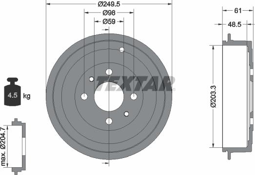 Textar 94019900 - Bremžu trumulis www.autospares.lv