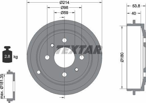 Textar 94014800 - Bremžu trumulis www.autospares.lv