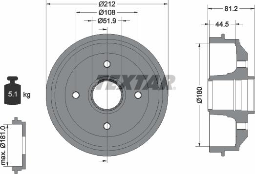 Textar 94014300 - Bremžu trumulis www.autospares.lv